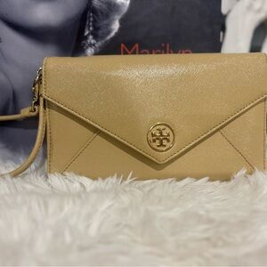 Tory Burch Beige Envelope Wristlet